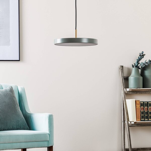 UMAGE Asteria Mini LED lógó lámpa, világoszöld/sárgaréz, Ø 31 cm, dimmelhető, Zöld, Nappali / Étkező, Alumínium, Dizájn