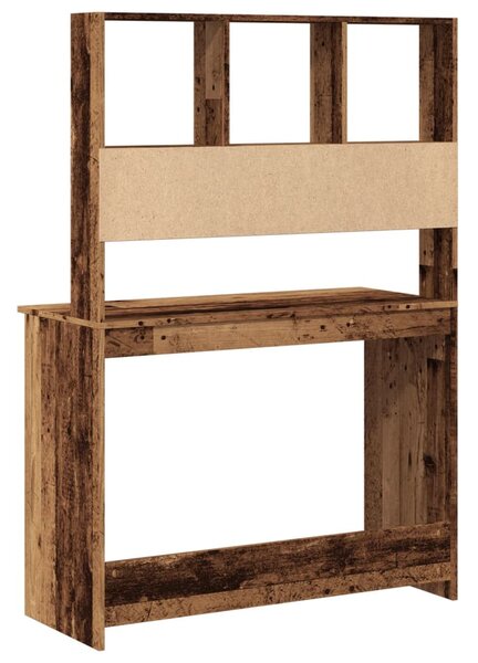 Antik fa színű szerelt fa íróasztal polcokkal 102 x 45 x 148 cm