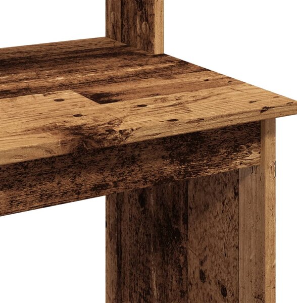 Antik fa színű szerelt fa íróasztal polcokkal 102 x 45 x 148 cm