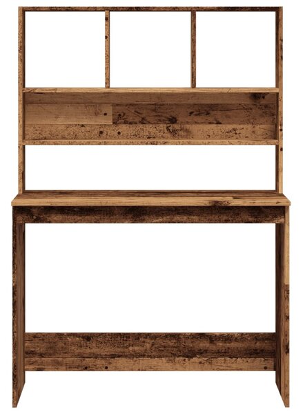 Antik fa színű szerelt fa íróasztal polcokkal 102 x 45 x 148 cm