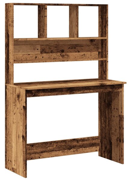 Antik fa színű szerelt fa íróasztal polcokkal 102 x 45 x 148 cm