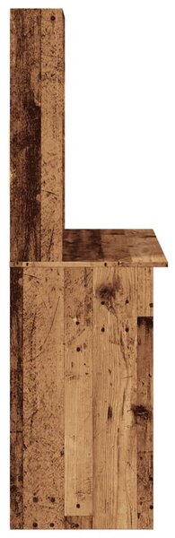 Antik fa színű szerelt fa íróasztal polcokkal 102 x 45 x 148 cm