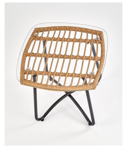 Indira dohányzóasztal, rattan / fekete