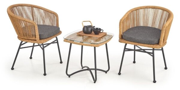 Indira dohányzóasztal, rattan / fekete