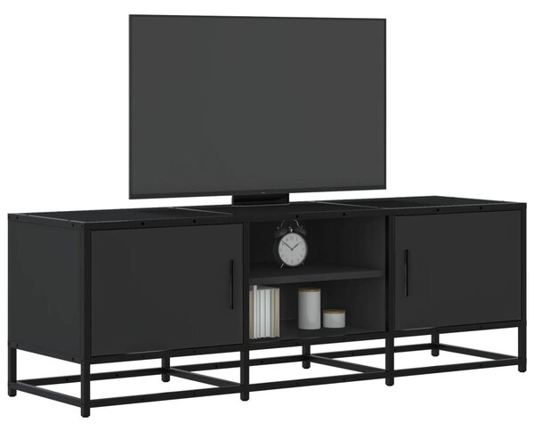 Fekete szerelt fa és fém TV-szekrény 120x35x41 cm