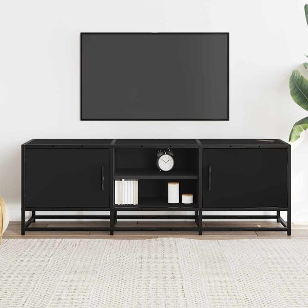 Fekete szerelt fa és fém TV-szekrény 120x35x41 cm