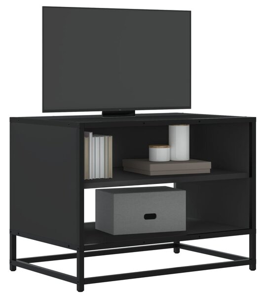 Fekete szerelt fa és fém TV-szekrény 61x40x46 cm