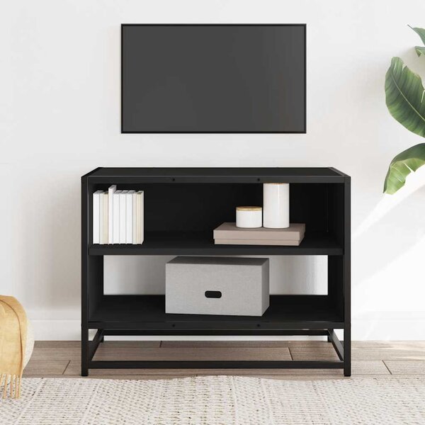 Fekete szerelt fa és fém TV-szekrény 61x40x46 cm