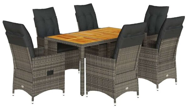 VidaXL Polyrattan Kerti Étkezőgarnitúra - 7 részes - Szürke