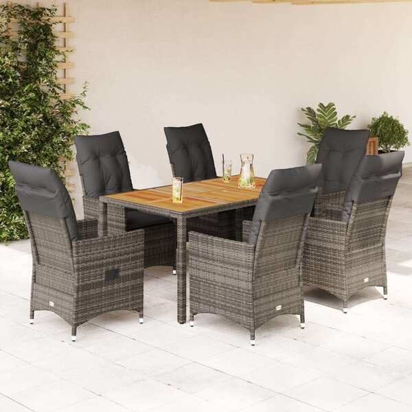 VidaXL Polyrattan Kerti Étkezőgarnitúra - 7 részes - Szürke