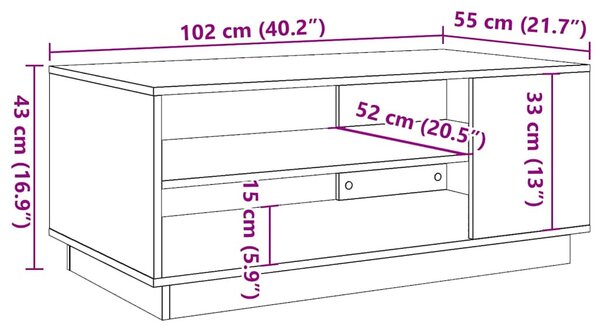 Antik fa színű szerelt fa dohányzóasztal 102 x 55 x 43 cm