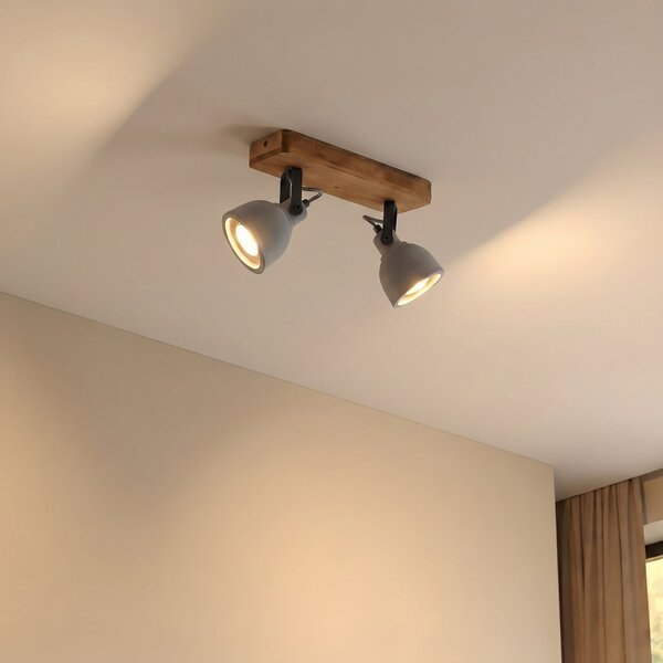 Mennyezeti Lámpa Lindby, Mitis, dimmable, Fa, Nappali, Beton, Indusztriális dizájn