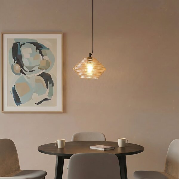Függőlámpa Lindby, Orliana, dimmable, Sárga, Nappali, Üveg, Modern