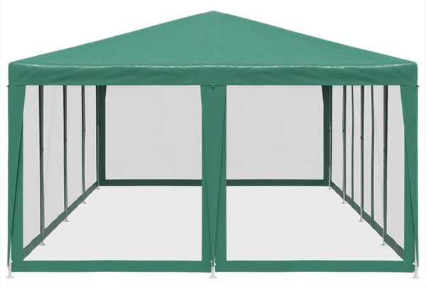 Zöld HDPE rendezvénysátor 12 hálós oldalfallal 8 x 4 m