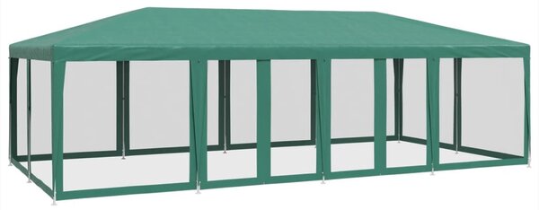 Zöld HDPE rendezvénysátor 12 hálós oldalfallal 8 x 4 m
