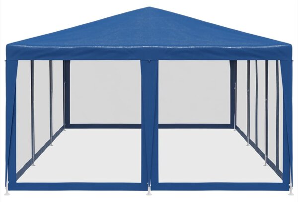 Kék HDPE rendezvénysátor 10 hálós oldalfallal 6 x 4 m