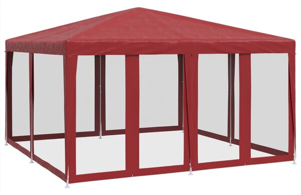 Piros HDPE rendezvénysátor 8 hálós oldalfallal 4 x 4 m