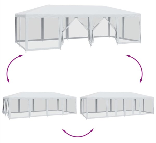 Fehér HDPE rendezvénysátor 12 hálós oldalfallal 8 x 4 m