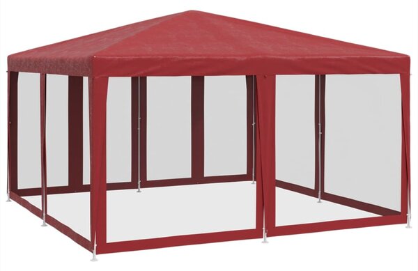 Piros HDPE rendezvénysátor 8 hálós oldalfallal 4 x 4 m