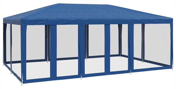 Kék HDPE rendezvénysátor 10 hálós oldalfallal 6 x 4 m