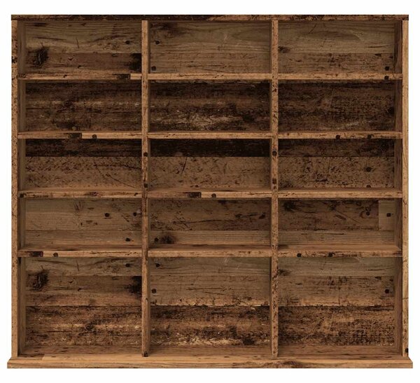 Antik fa színű szerelt fa CD-szekrény 102 x 23 x 89,5 cm