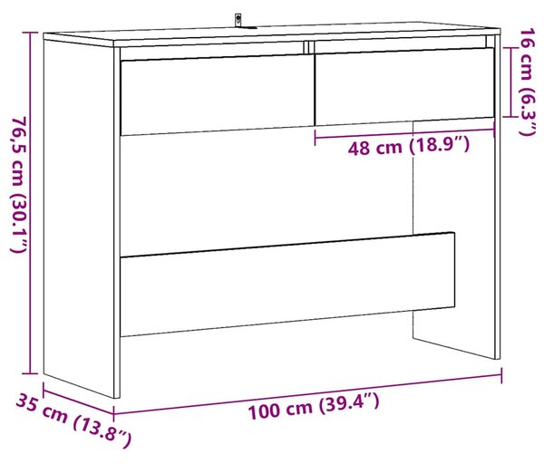 Szürke sonoma szerelt fa tálalóasztal 100x35x76,5 cm