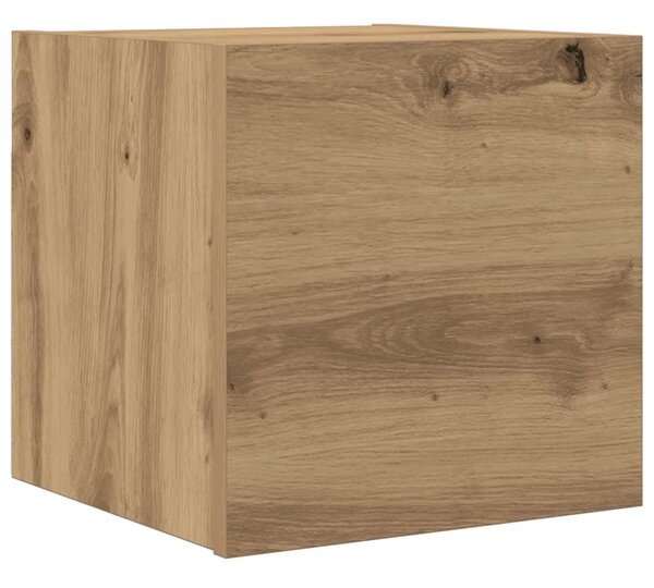 Kézműves tölgy színű falra szerelhető TV-szekrény 30,5x30x30 cm