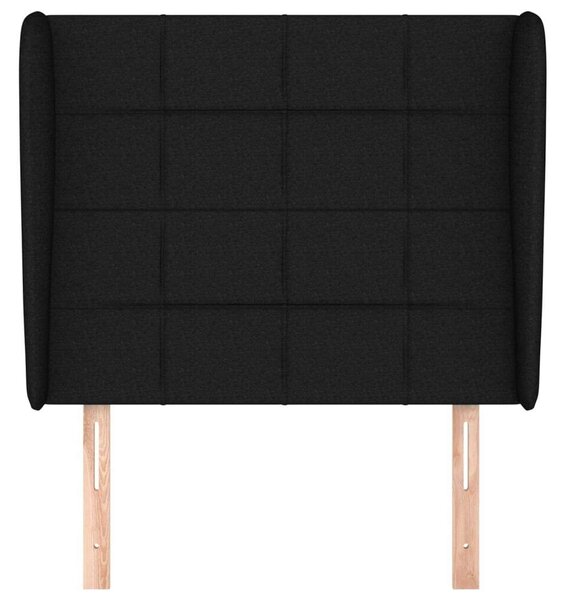 Fekete szövet fejtámla szárnyakkal 103 x 23 x 118/128 cm