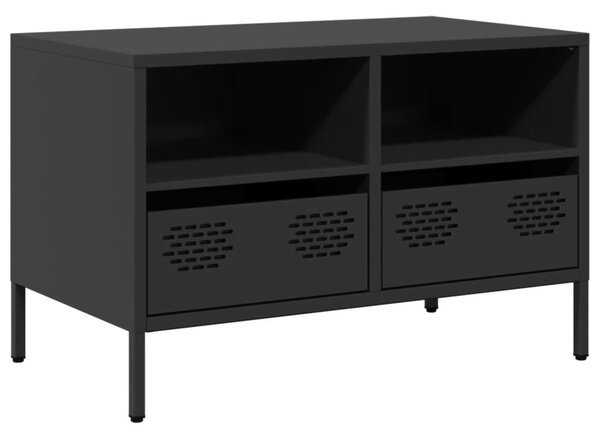 Fekete hidegen hengerelt acél TV-szekrény 68 x 39 x 43,5 cm