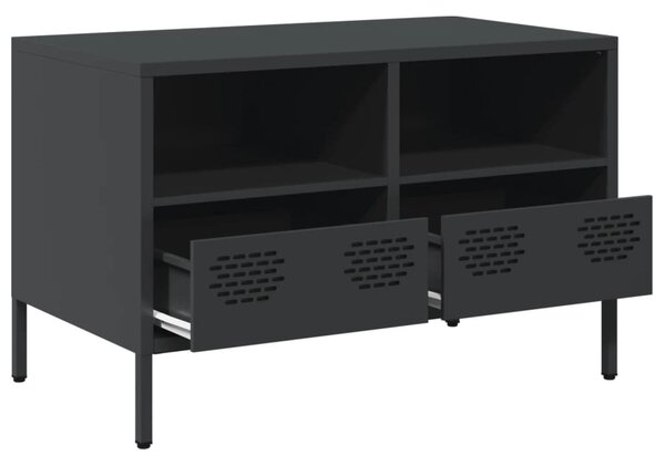 Fekete hidegen hengerelt acél TV-szekrény 68 x 39 x 43,5 cm