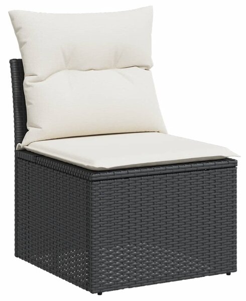 10 részes fekete polyrattan kerti ülőgarnitúra párnákkal