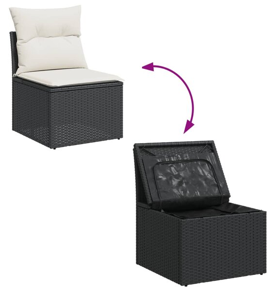 6 részes fekete polyrattan kerti ülőgarnitúra párnákkal
