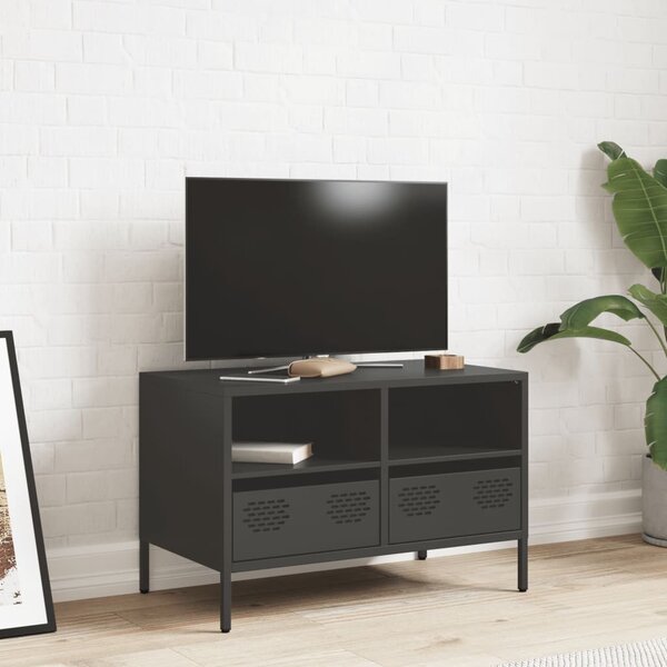Fekete hidegen hengerelt acél TV-szekrény 68 x 39 x 43,5 cm