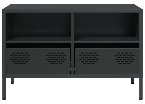 Fekete hidegen hengerelt acél TV-szekrény 68 x 39 x 43,5 cm