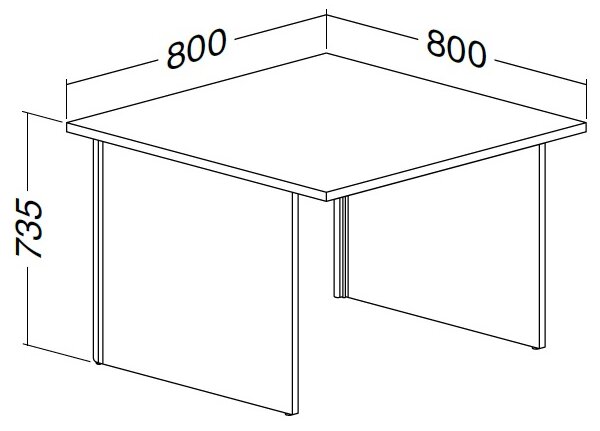 ProOffice A asztal 80 x 80 cm, bükkfa