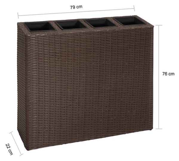 Barna polyrattan kerti magaságyás 4 kaspóval
