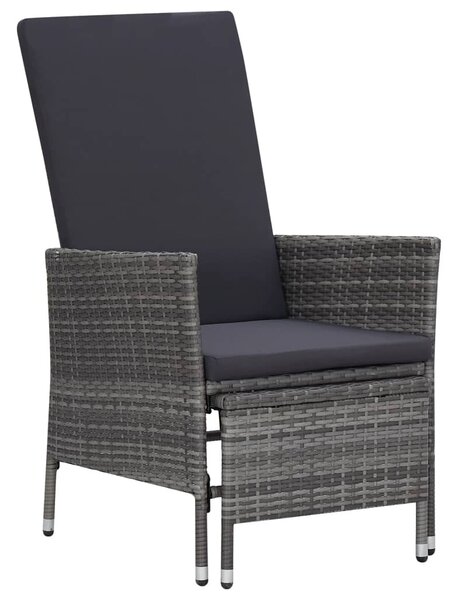 2 részes szürke polyrattan kerti bútorszett párnával