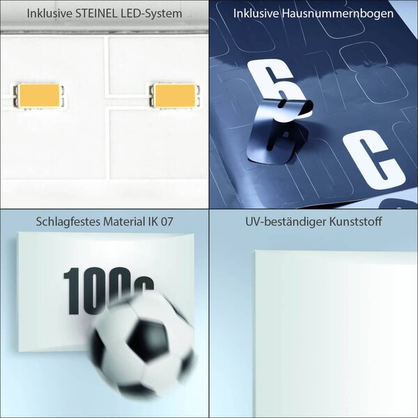 STEINEL L 1 N LED házszámos fali lámpa IP54, Fehér / opál, Műanyag, Modern