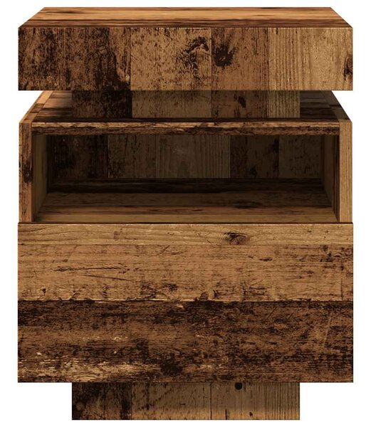Antik fa színű éjjeliszekrény LED-világítással 40x39x48,5 cm