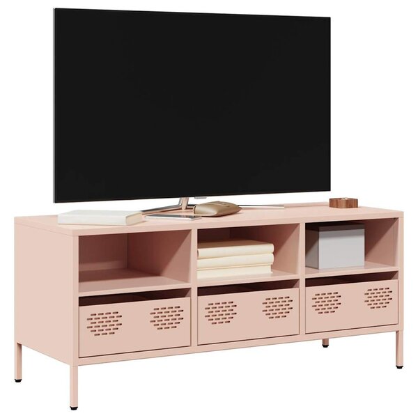 Rózsaszín hidegen hengerelt acél TV-szekrény 101,5x39x43,5 cm
