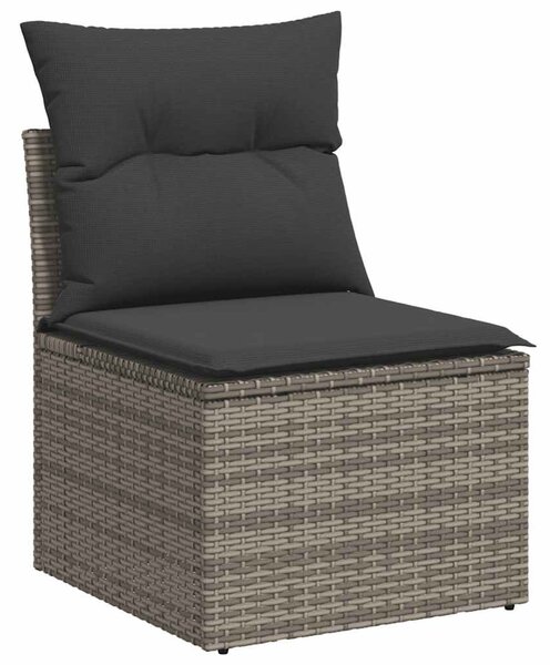 10 részes szürke polyrattan kerti ülőgarnitúra párnákkal