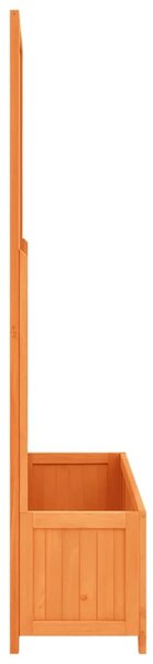 Barna tömör fenyőfa rácsos kerti ültetőláda 70 x 30 x 135 cm