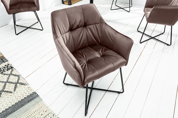 BERNARD design bársony szék - barna