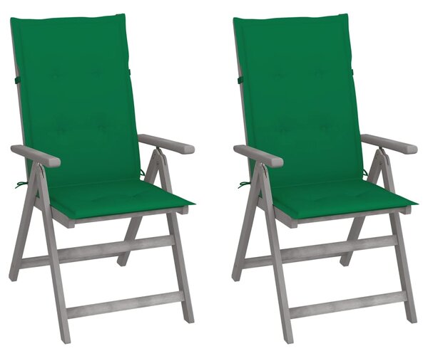 VidaXL 2 db dönthető tömör akácfa kerti szék párnával