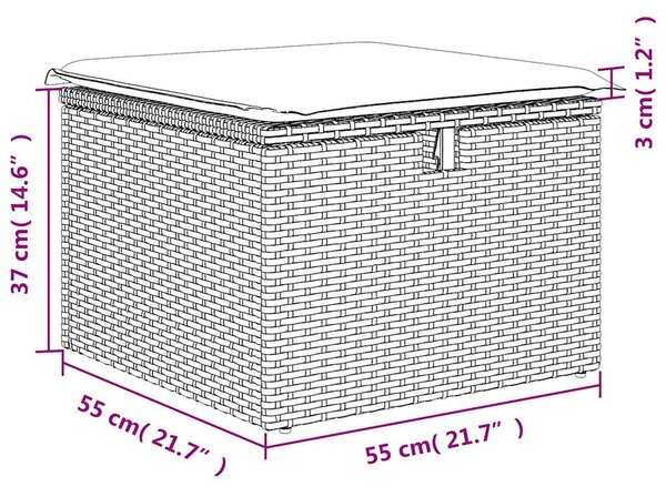2 részes barna polyrattan akácfa kerti ülőgarnitúra párnákkal