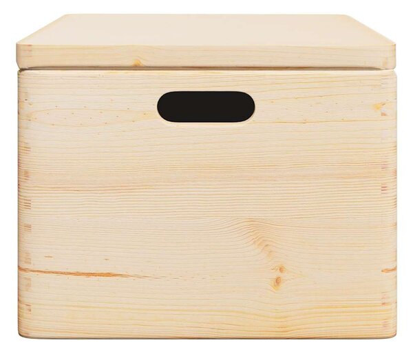Fa doboz fedéllel és fogantyúkkal 40x30x23 cm tömör fa fenyő