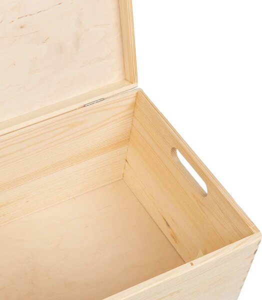 Fa doboz fedéllel és fogantyúkkal 40x30x23 cm tömör fa fenyő