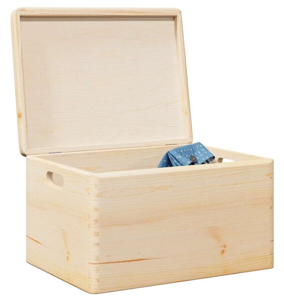 Fa doboz fedéllel és fogantyúkkal 40x30x23 cm tömör fa fenyő