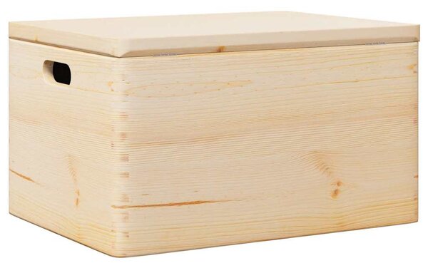 Fa doboz fedéllel és fogantyúkkal 40x30x23 cm tömör fa fenyő
