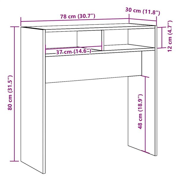 Antik fa színű szerelt fa tálalóasztal 78 x 30 x 80 cm